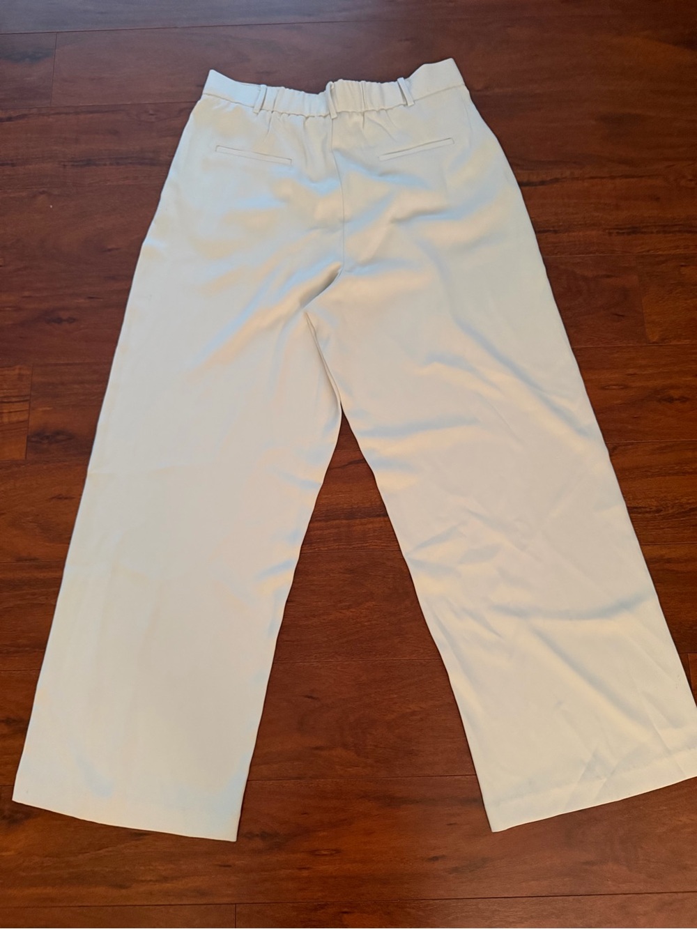 French Connection Cream Wide-Leg High Waist Trousers Size L - Picture 4 of 11